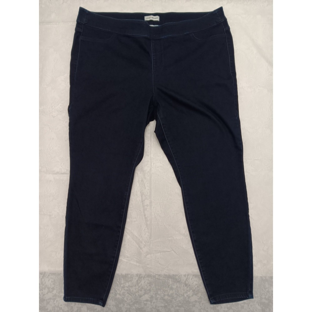 Lane Bryant Dark Wash Pull On Skinny Jeans Plus Size 26 High Rise Indigo Denim